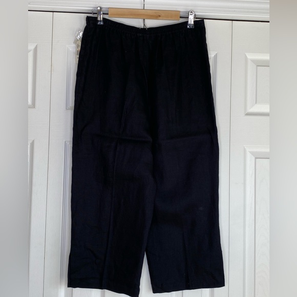 Women's Outfit JPR Linen Pants Black White "Spring" Embroidery Cropped Sz Med - Picture 2 of 4